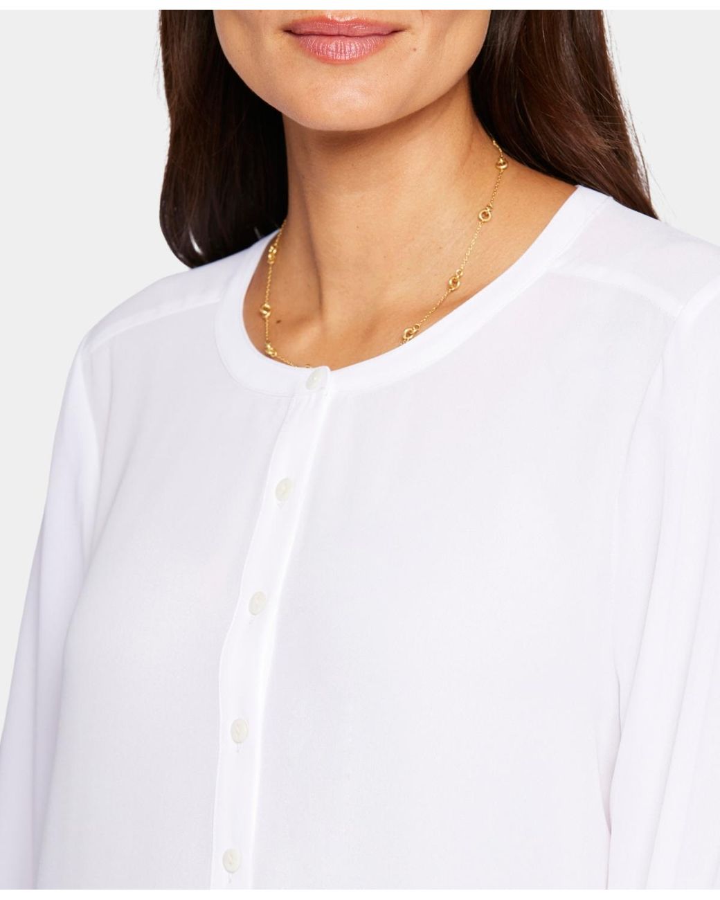 NYDJ White Simone Round-neck Top