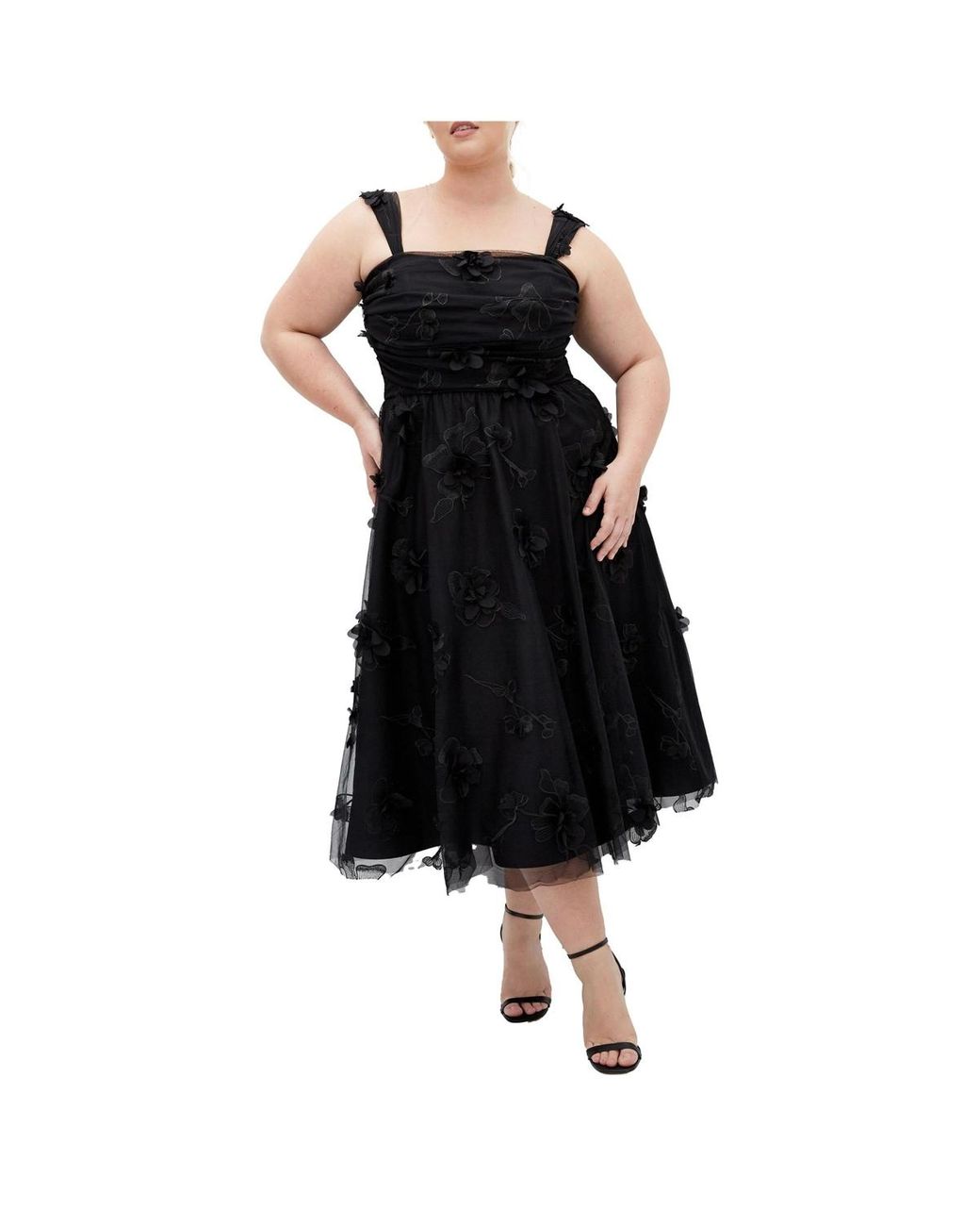 City Chic Plus Size Leilani 3d Dress in Black | Lyst