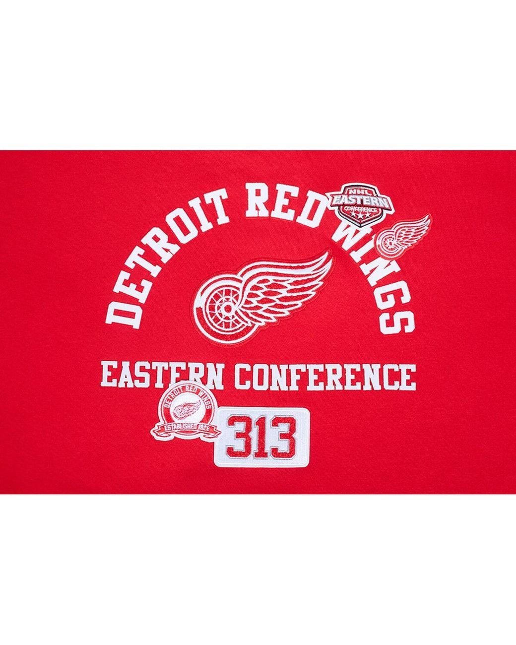 Pro Standard Red Detroit Wings Area Code Cropped Pullover Sweatshirt