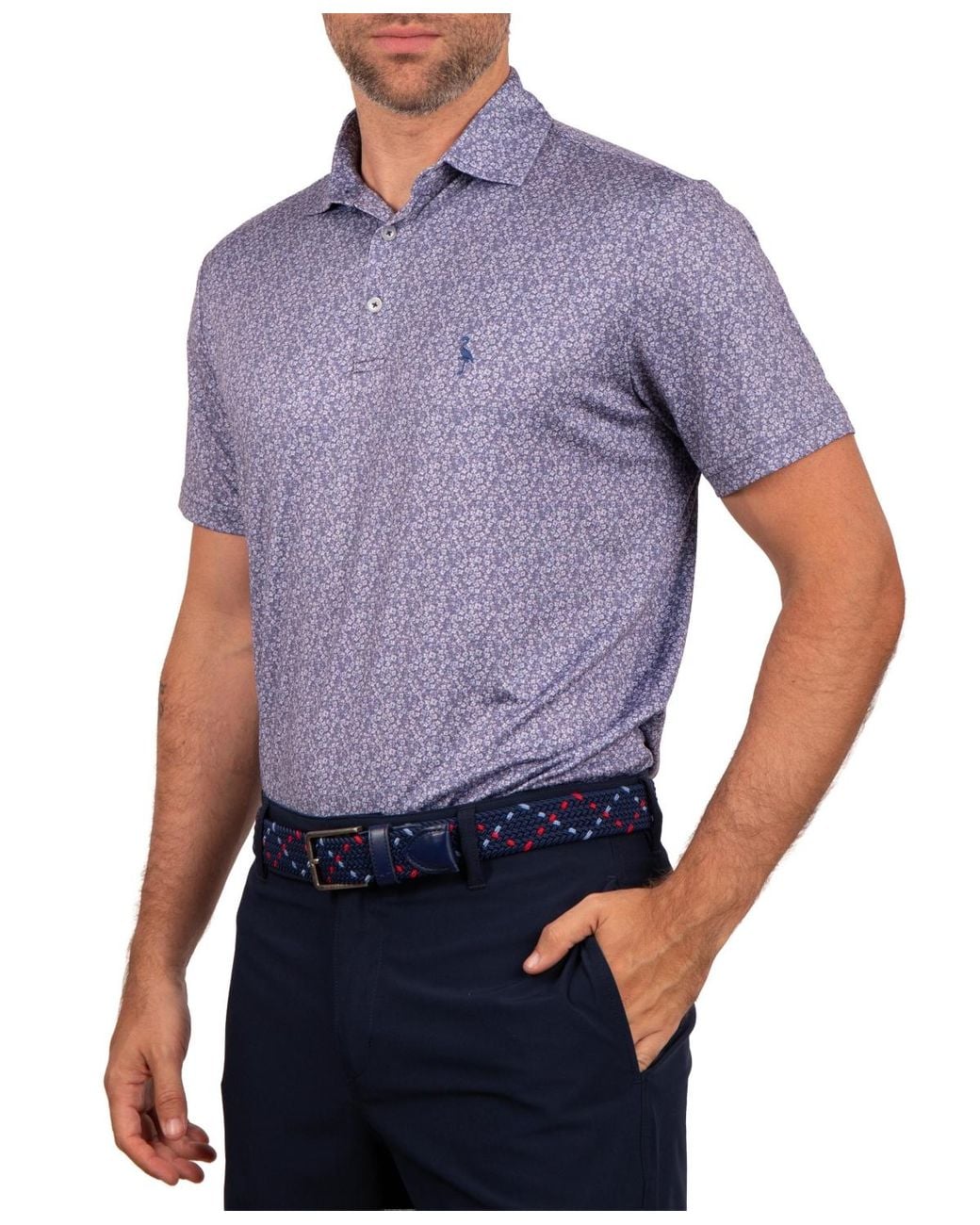 Tailorbyrd Blue Mini Ditsy Performance Polo for men