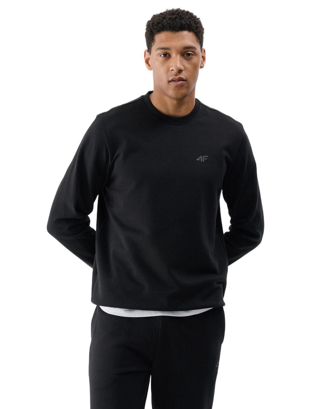 4F Black Pullover Sweatshirt Without Hood for men