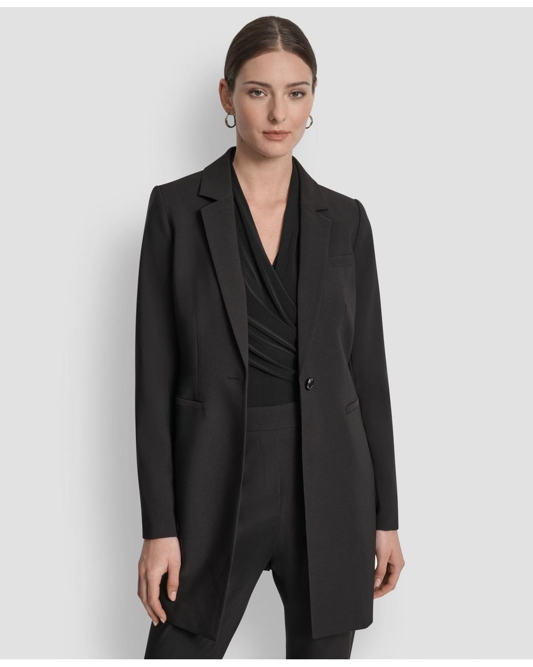 DKNY Black Single-button Long-sleeve Blazer