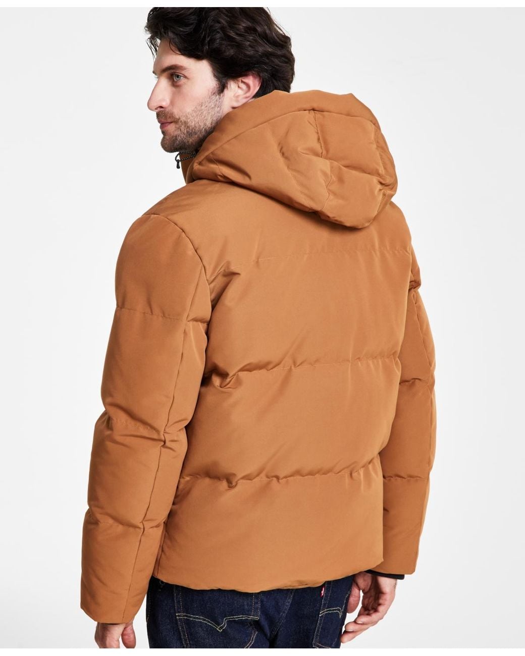 Levi's Brown Quilted Hooded Puffer Jacket for men