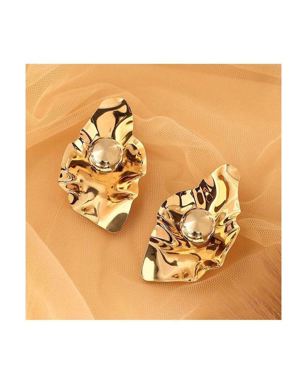SOH Metallic Techno-flora Statement Earrings