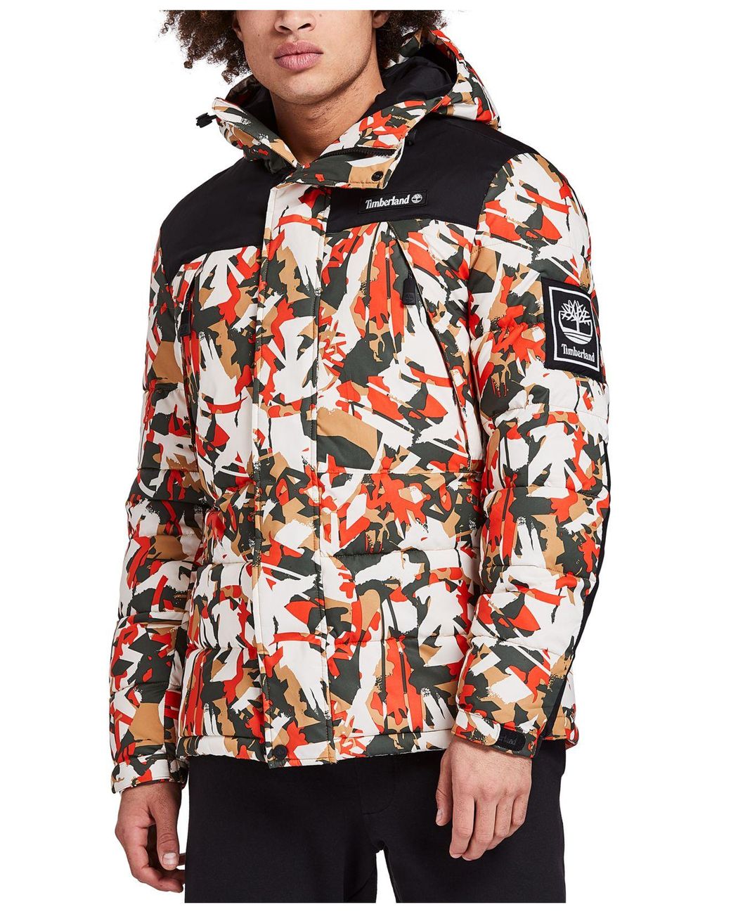 Timberland Camo Puffer Jacket in Orange for Men | Lyst