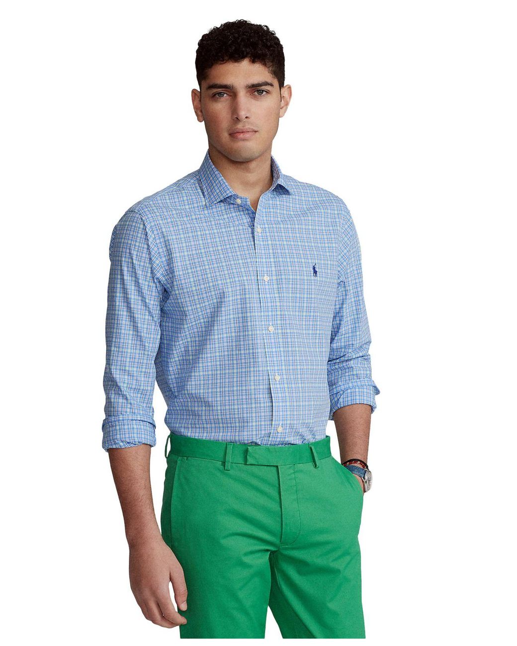 polo ralph lauren men's slim fit poplin stretch shirt