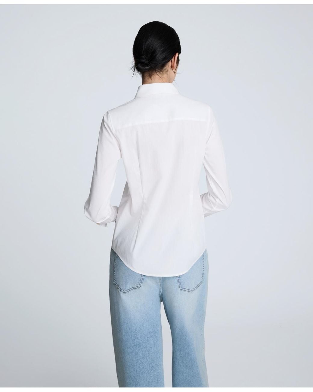 Kenneth Cole White Solid Poplin Button Front Shirt