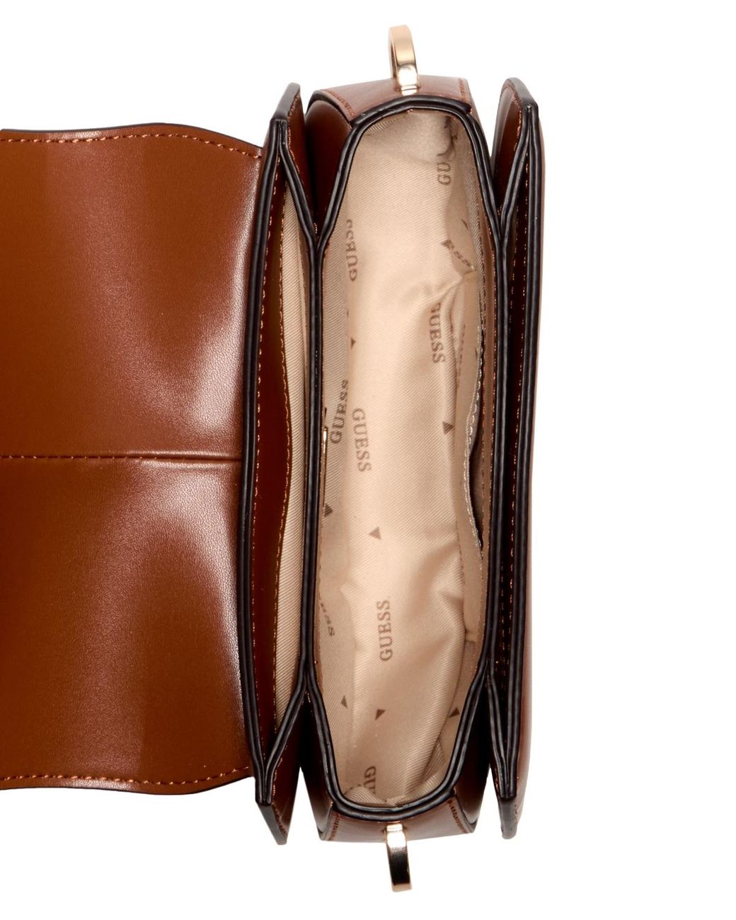 Guess Brown Carrie Mini Flap Magnetic Closure Crossbody Bag