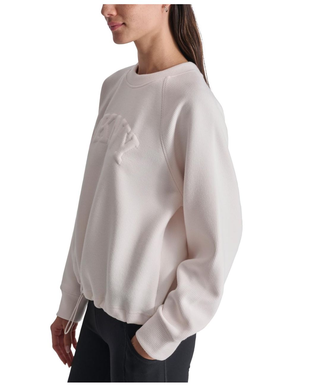 DKNY Sport Varsity Puffed Logo Drawcord Sweatshirt in Gray Lyst
