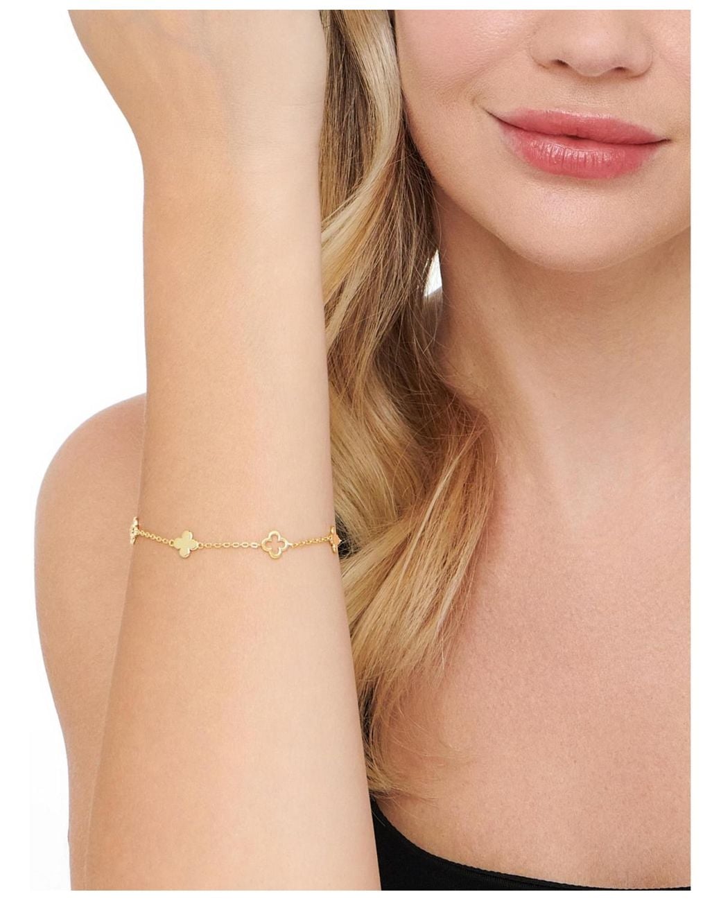 DEVATA Metallic Clover Chain Bracelet