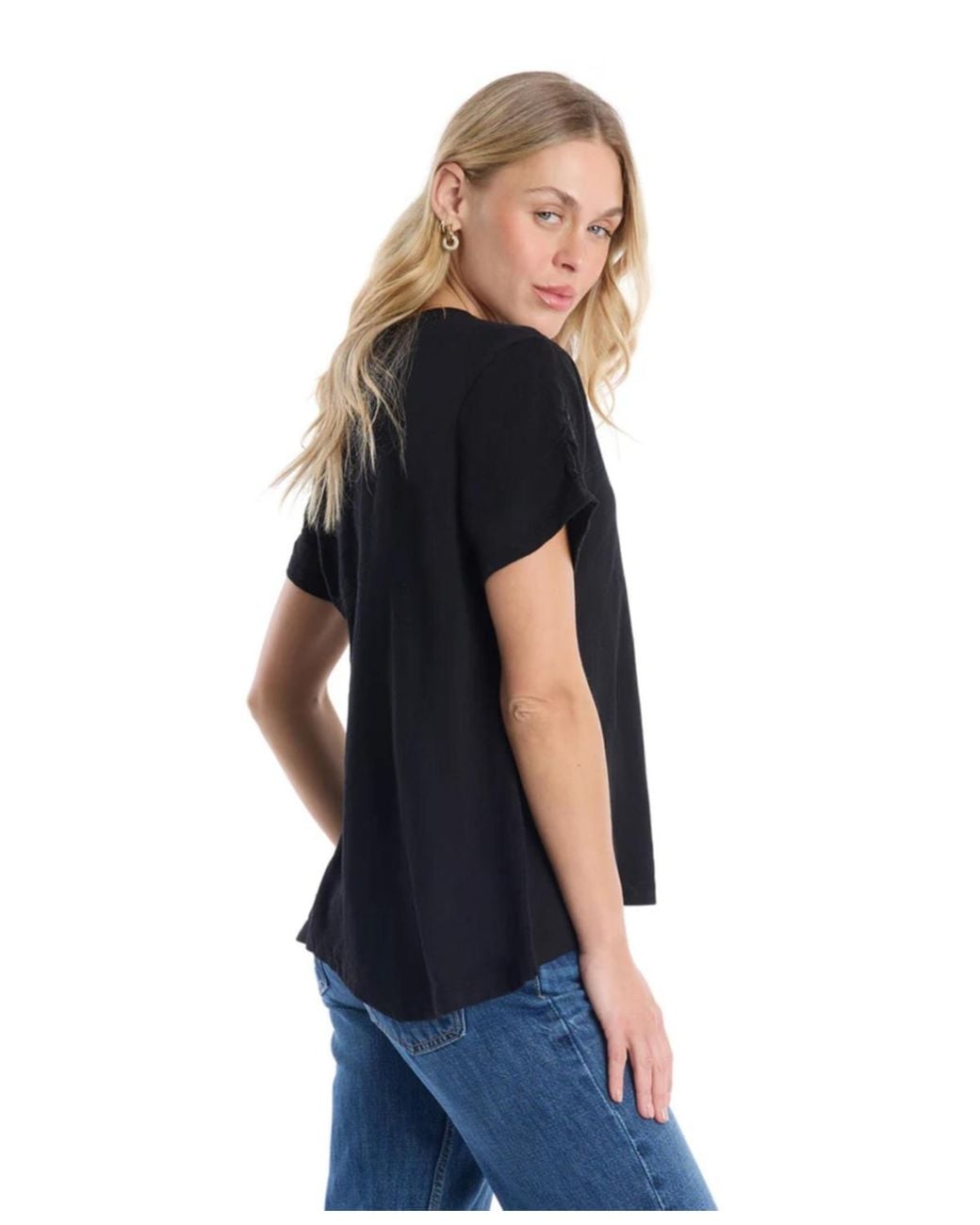 Wilt Blue Ruched Sleeve Tee