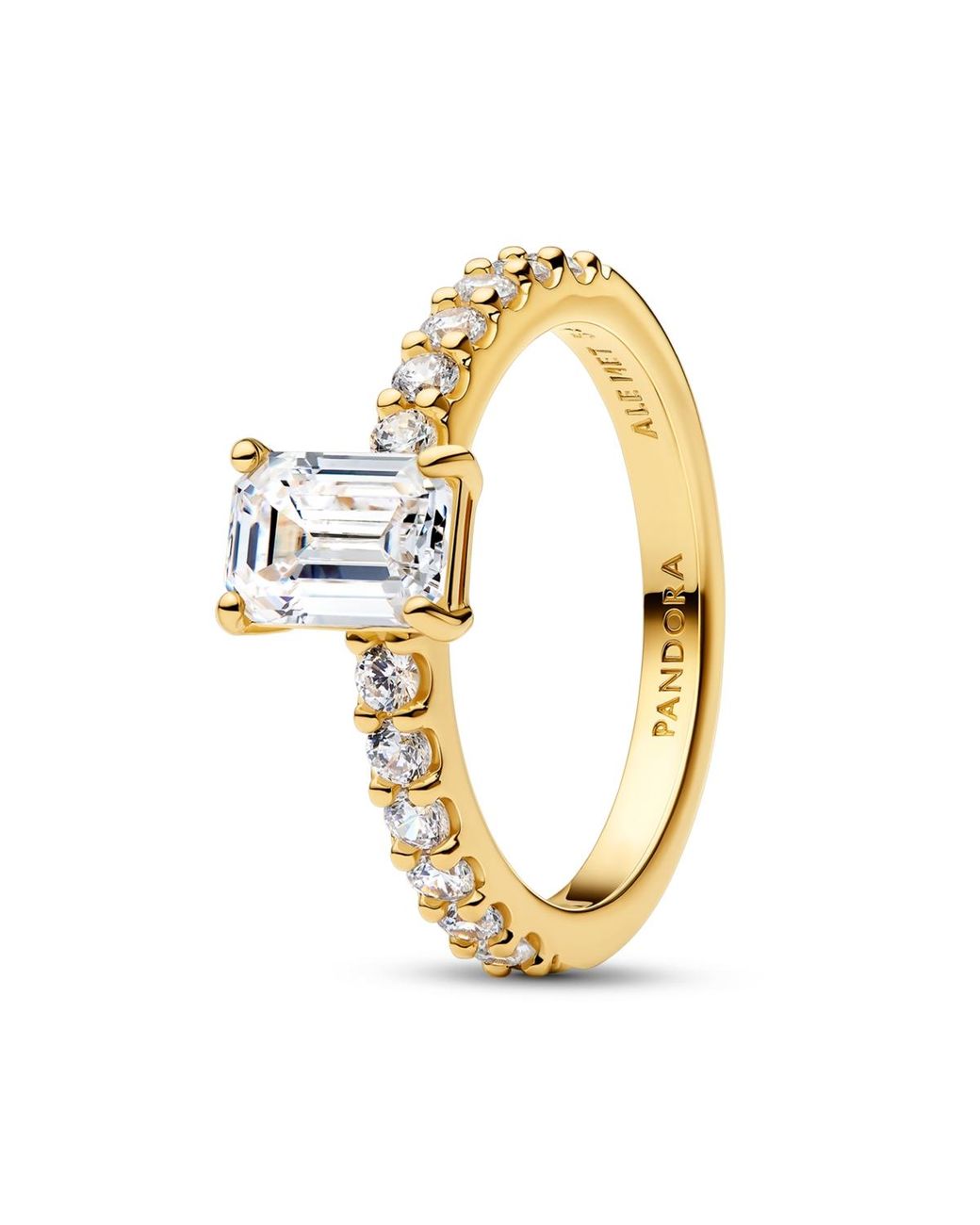 Pandora Metallic Rectangular Sparkling Halo Ring