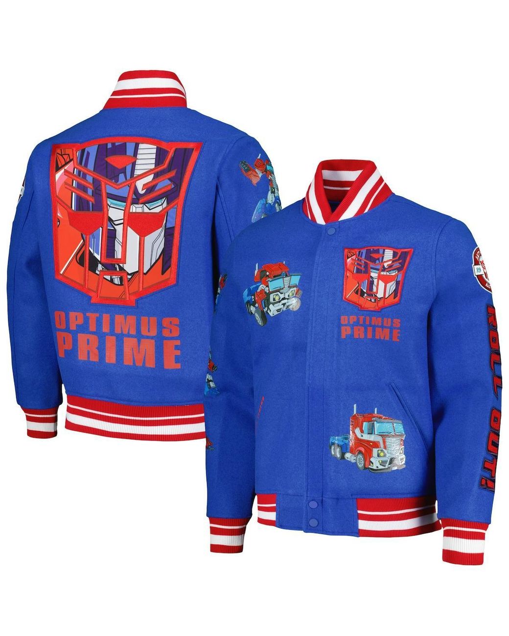 FREEZE MAX Blue Transformers Roll Out Full-zip Varsity Jacket for men
