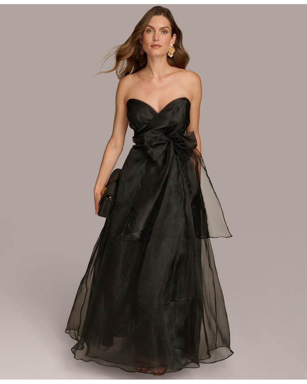 donna karan women's sweetheart neck strapless chiffon dress Donna Karan New York Womens Black Sweetheart Neck Strapless Chiffon Dress Size 2