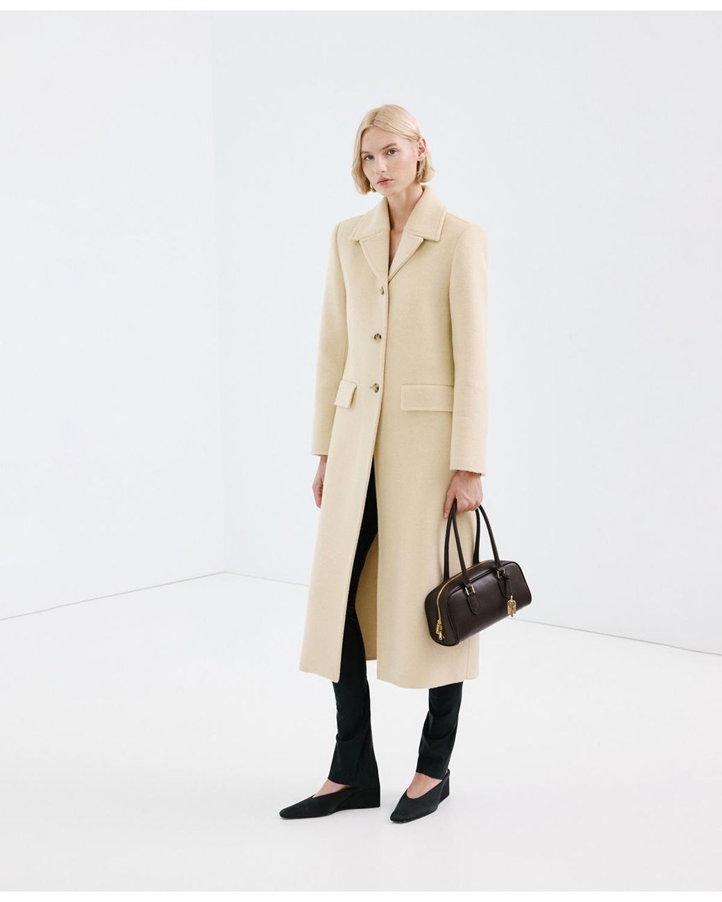 Mango Natural Buttoned Wool Coat