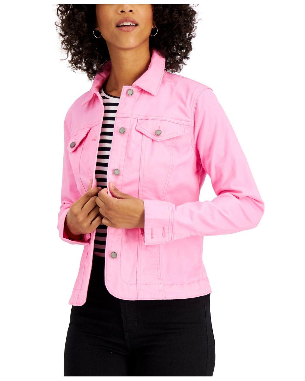 Charter Club Petite Denim Jacket, Created For Macy's in Pink Lyst