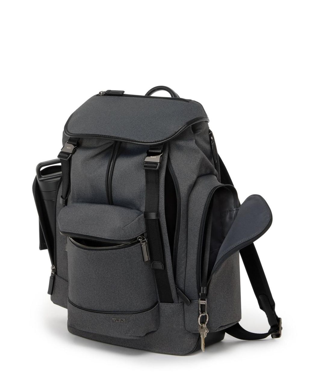 Tumi Black Harrison Griffen Flap Backpack for men