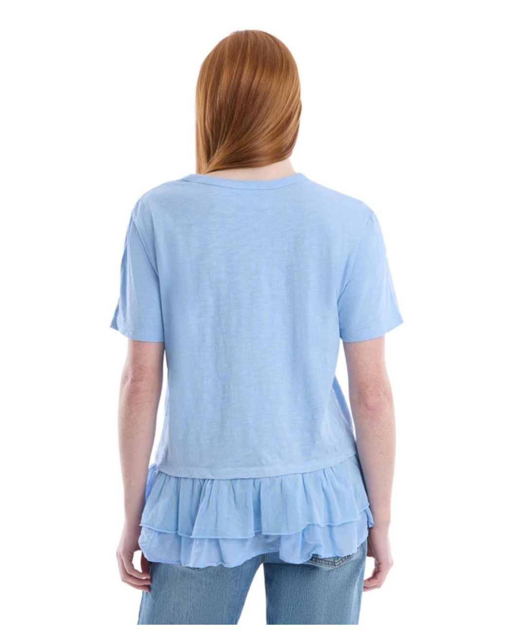 Wilt Blue Short Sleeve Mixed Media Tee