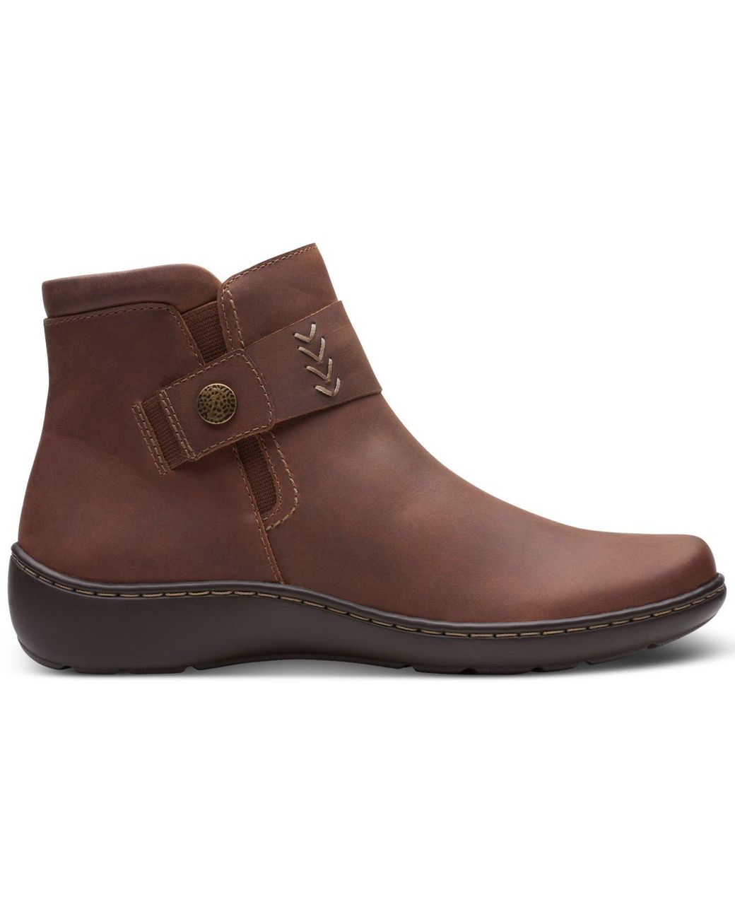 Clarks Cora Rae Button Strap Ankle Booties in Brown | Lyst
