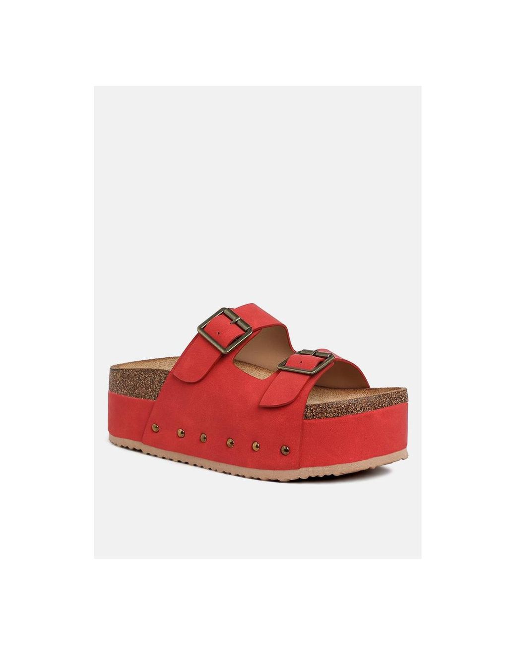 LONDON RAG Impala Studded Faux Leather Slip Ons in Red | Lyst