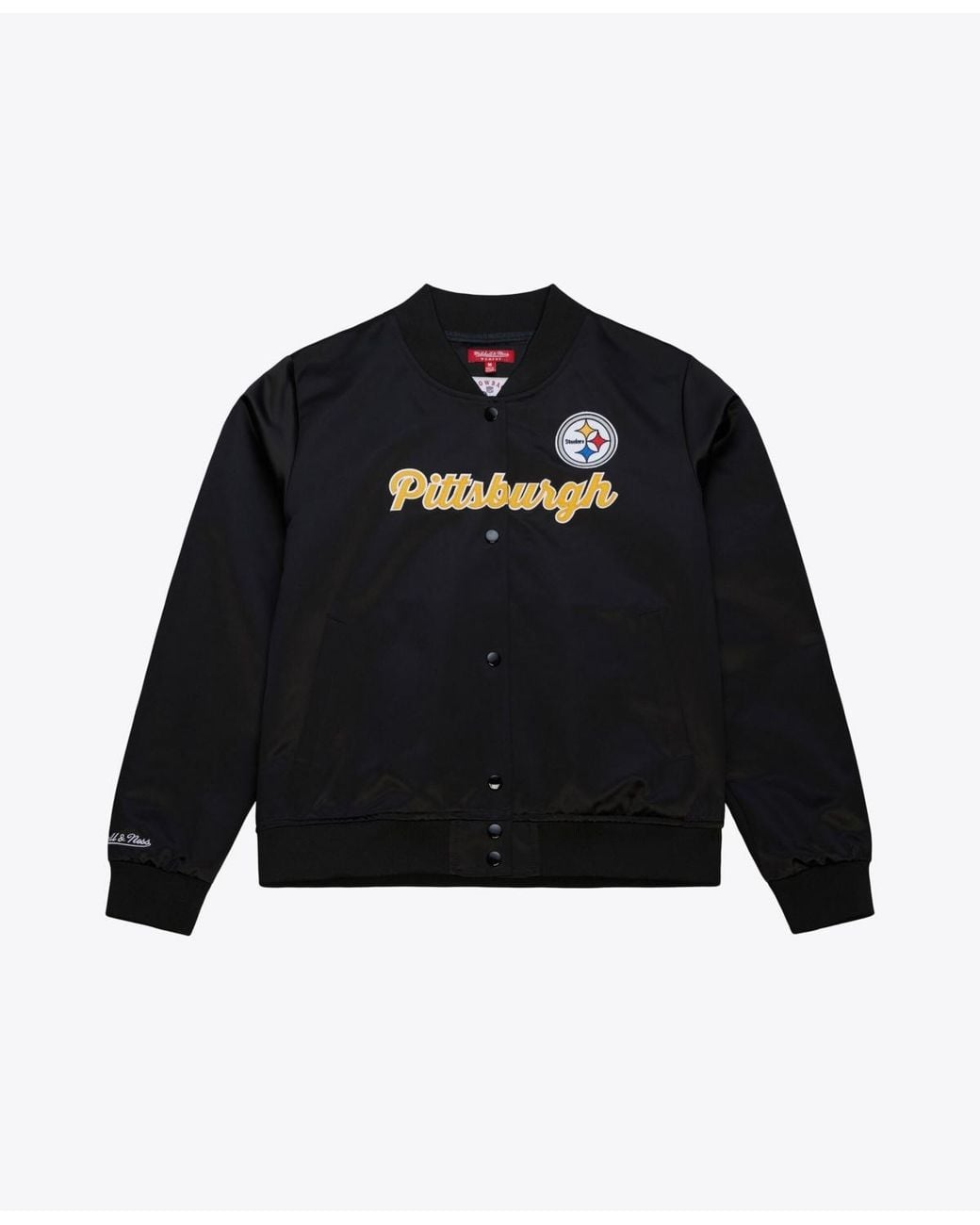 Mitchell & Ness Black Satin Full-snap Bomber Jacket