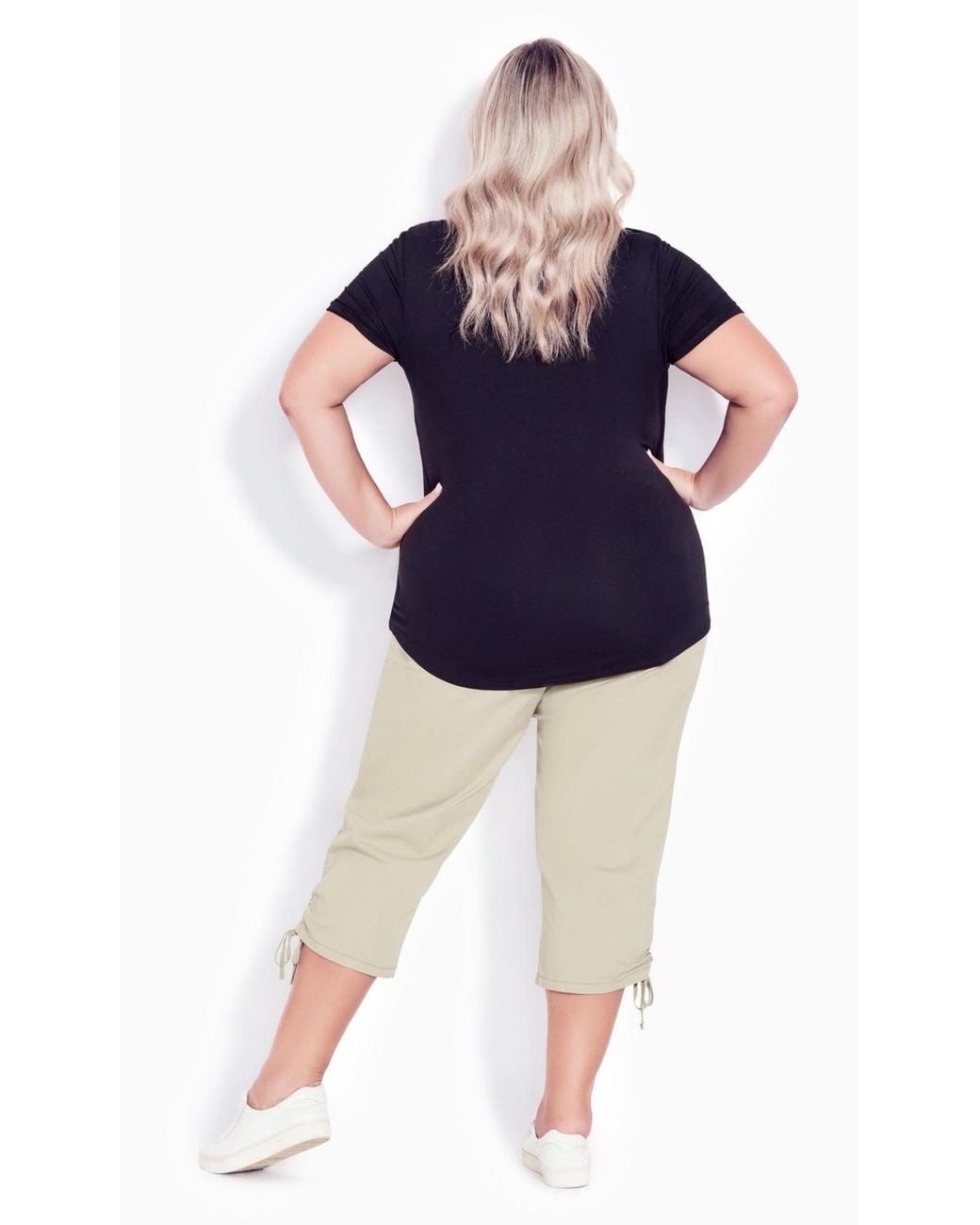 Avenue Blue Plus Size Cotton Cinch Capri