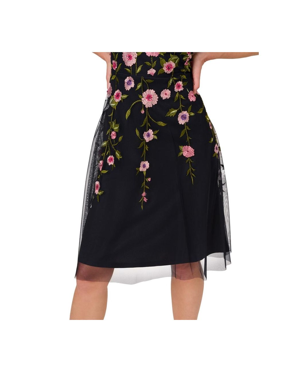 Adrianna Papell Embroidered Beaded Fit & Flare Dress in Black | Lyst Adrianna Papell Embroidered Beaded Fit & Flare Dress in Black | Lyst