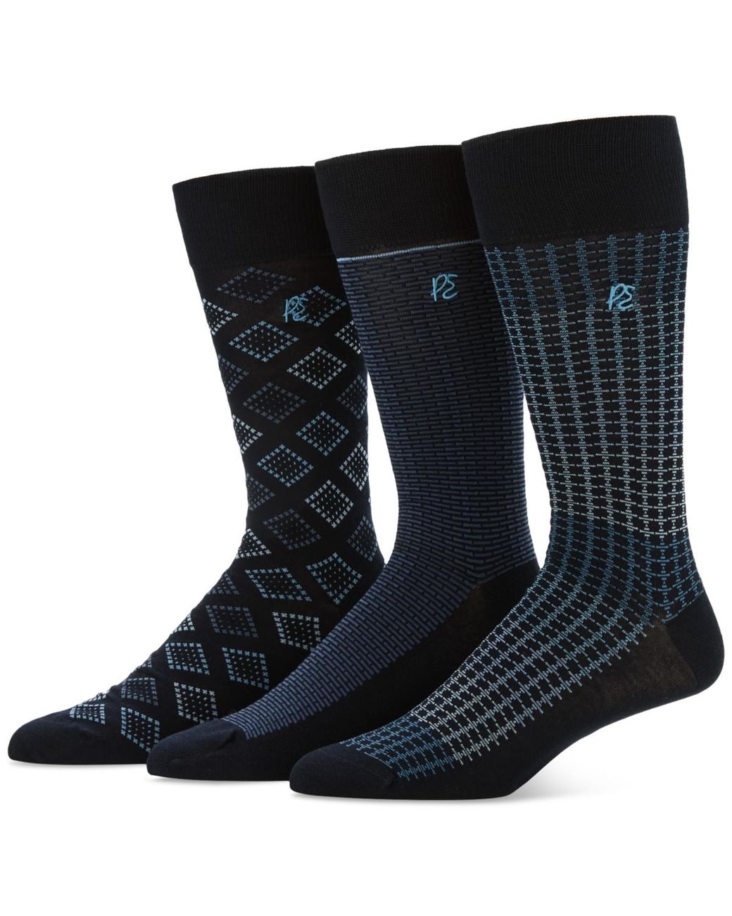 Perry Ellis Black 3pk. Crew Socks for men
