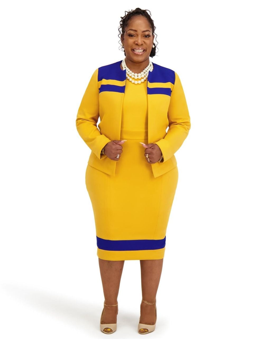 Kasper Yellow Combo Yoke Long-sleeve Jacket