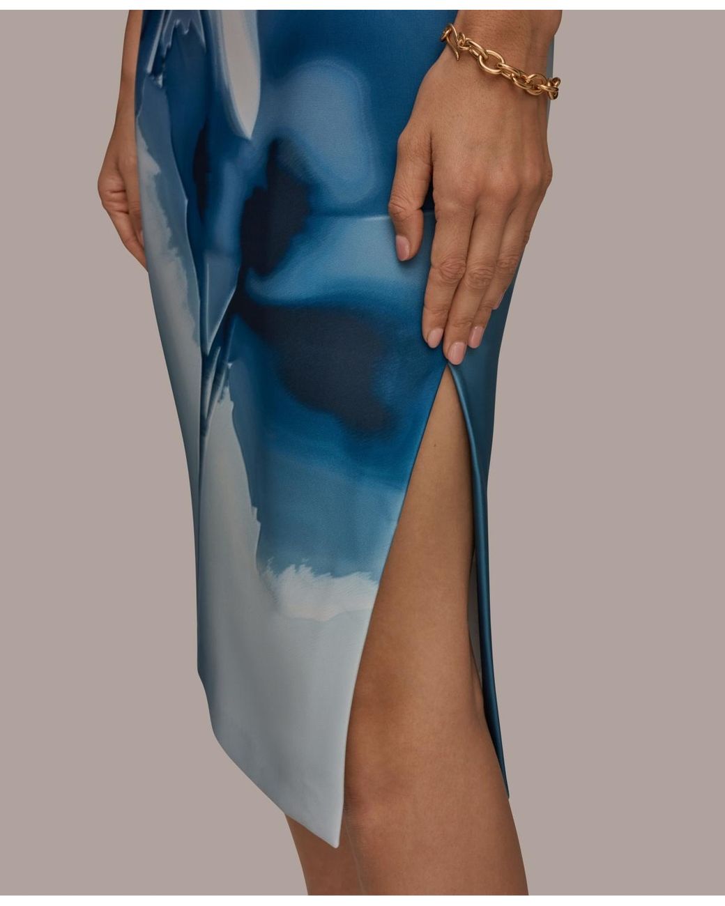 Donna Karan One-shoulder Midi Dress in Blue | Lyst