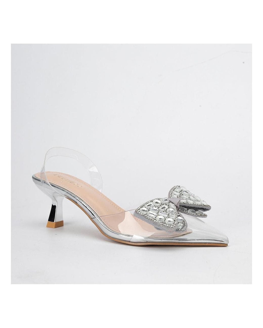 BERNESS White Maxi88 Clear Upper Kitten Heels