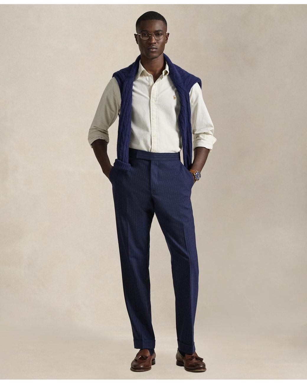 Polo Ralph Lauren Long-sleeve Oxford Shirt in Natural for Men | Lyst