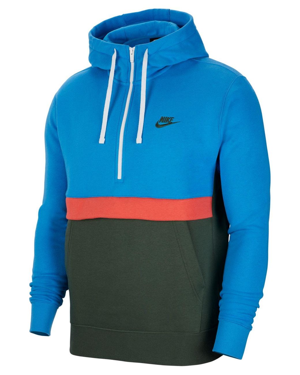 Nike Club Fleece Colorblocked Half-zip Hoodie in Blue for Men | Lyst