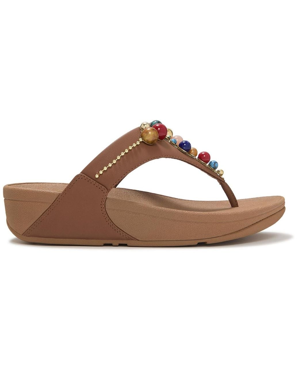 Postal Postal Fitflop Lulu Beaded Toe Post Slip-on Sandals in Brown | Lyst
