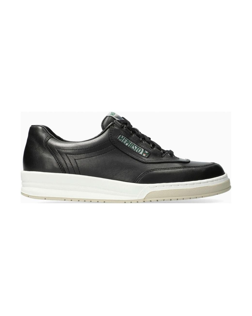 Mephisto Black Match Leather Sneaker for men