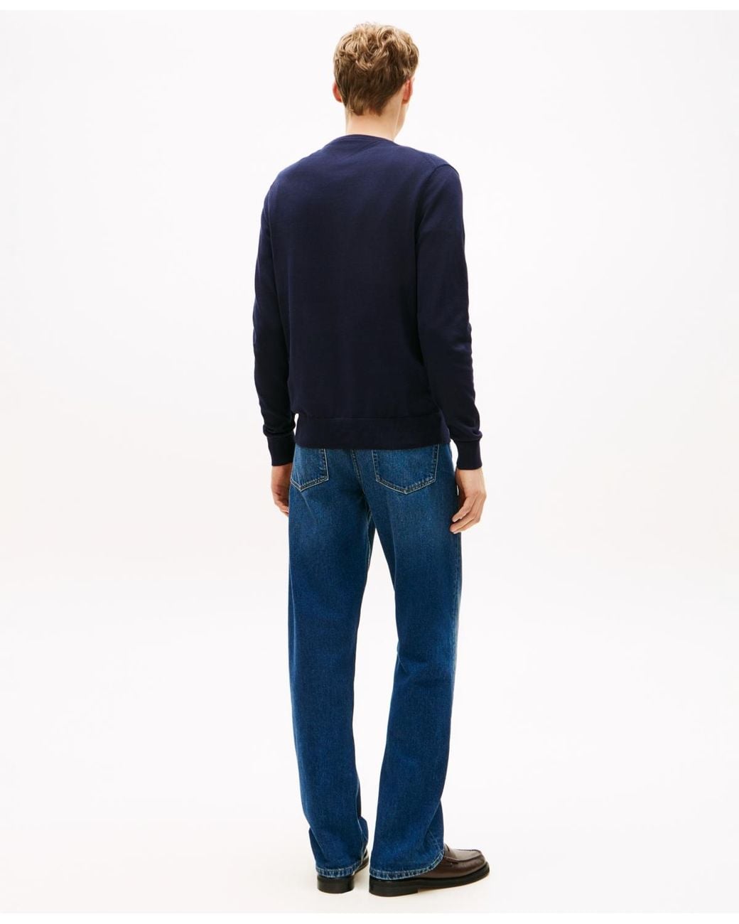 Tommy Hilfiger Blue Essential Solid V-neck Sweater for men