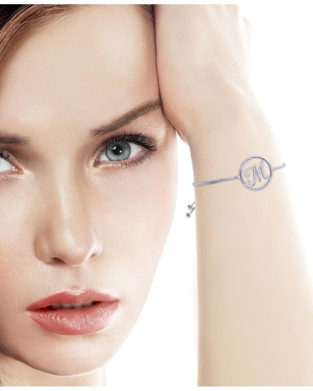 Macy's White Diamond Accent Initial Bolo Bracelet