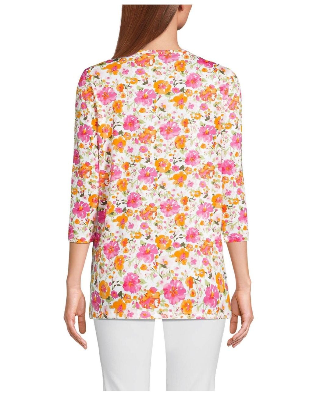 Lands' End Red 3/4 Sleeve