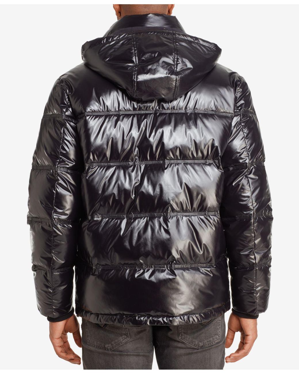 Shiny Puffer Jacket in Black for Men 