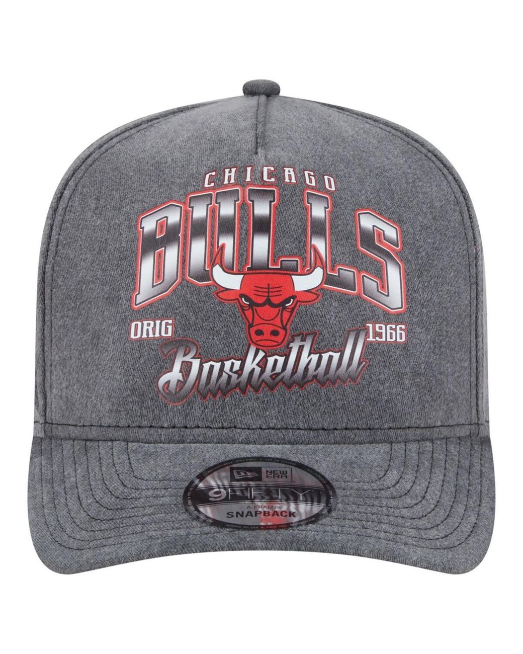 KTZ Gray Chicago Bulls Throwback Washed Pre-curved 9fifty Snapback Hat for men