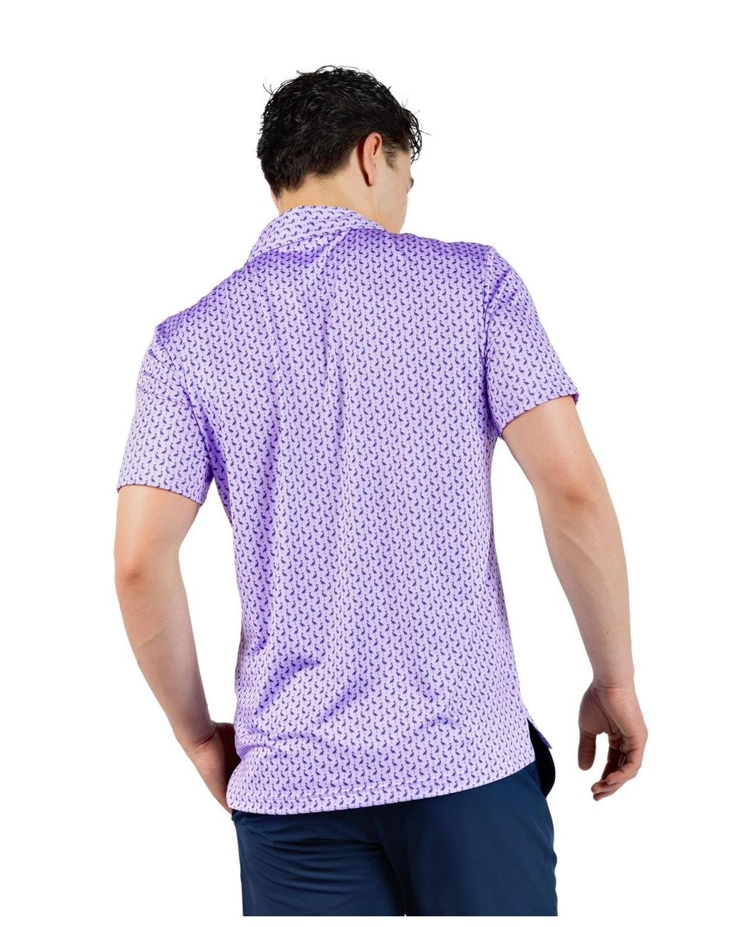 Tailorbyrd Purple Byrds Printed Performance Poloshirts for men