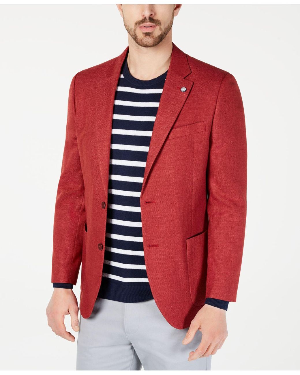 Nautica Synthetic Modernfit Active Stretch Solid Sport Coat in Red for