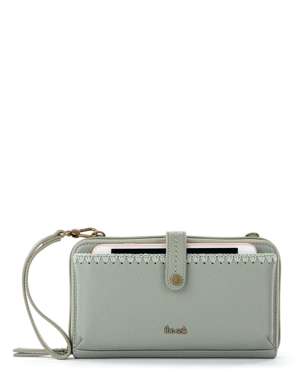 The Sak Iris Leather Smartphone Convertible Crossbody Wallet in Gray Lyst
