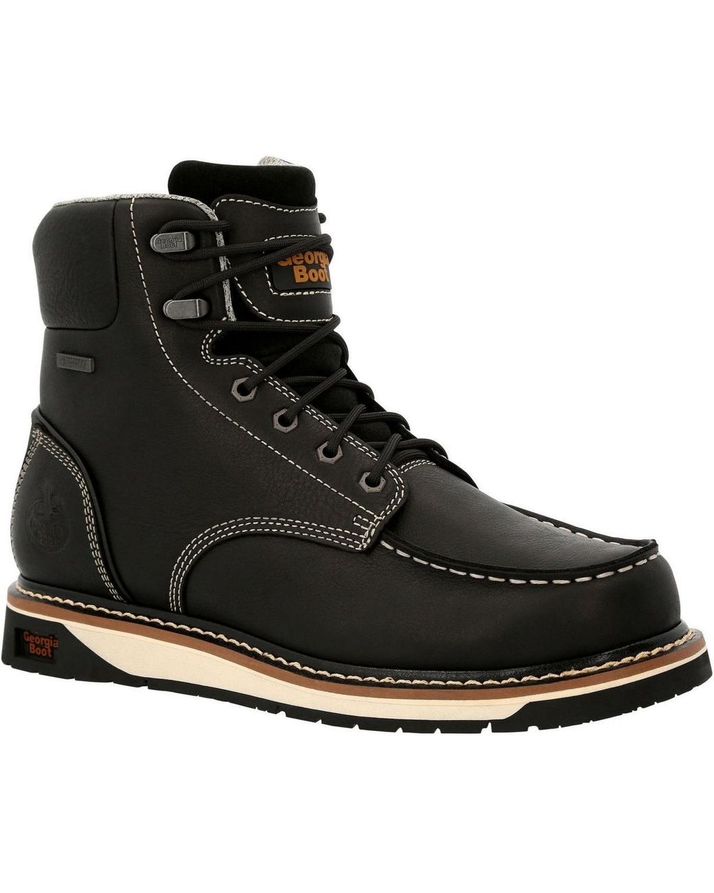 Georgia Boot Black Amp Lt Wedge Waterproof Moc-toe Work Boot for men