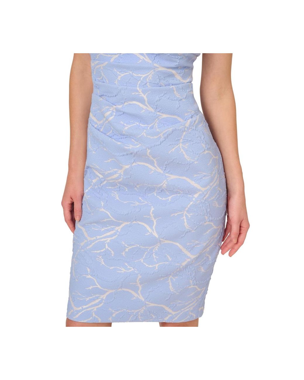 adrianna papell women's metallic stretch jacquard dress Womens Adrianna Papell Blue Metallic Jacquard Dress US 14
