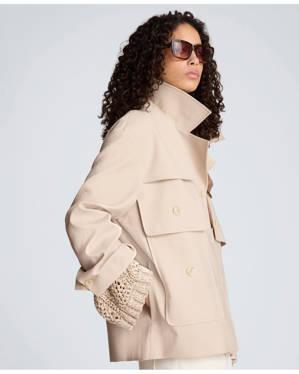 Kenneth Cole Natural Multi-pocket Button-front Jacket