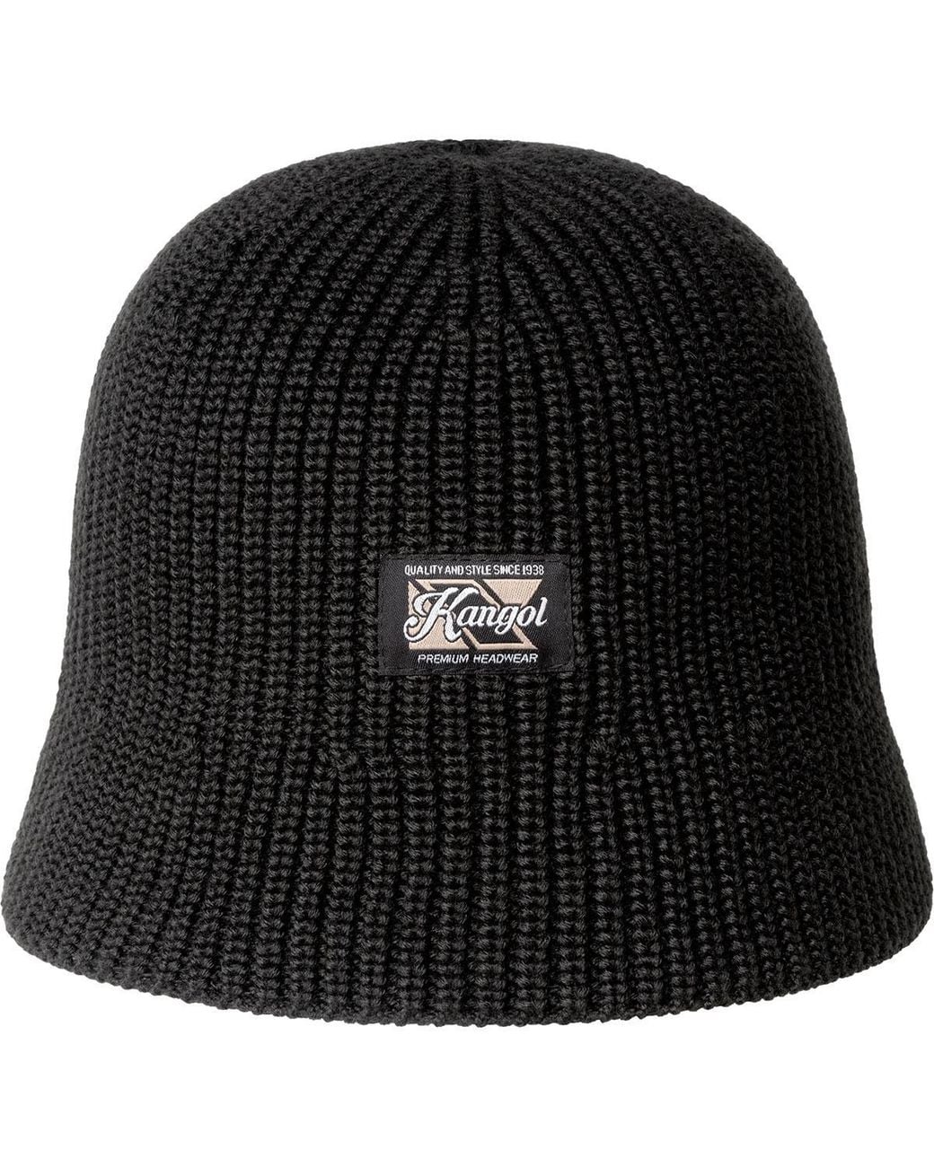 Kangol Black Washed Knit Bucket Bucket Hat for men