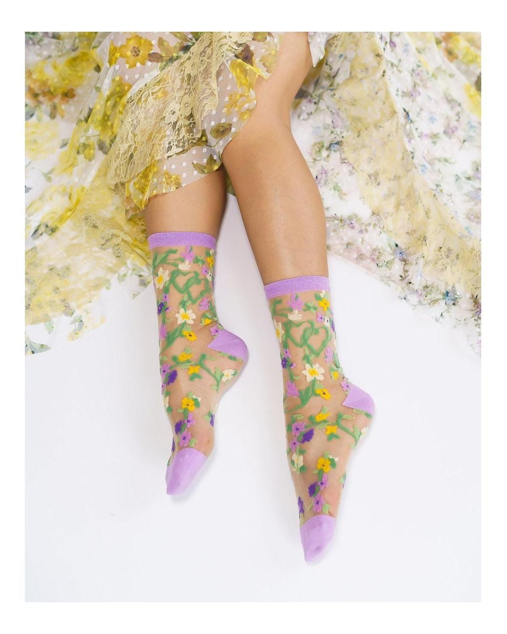 Sock Candy White Heart Sheer Sock