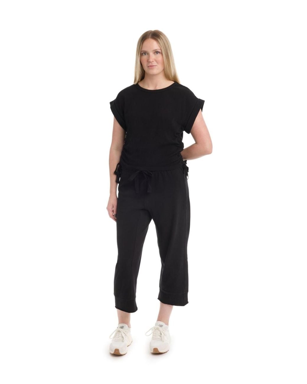 Wilt Black Round Neck Side Drawstrings Tee