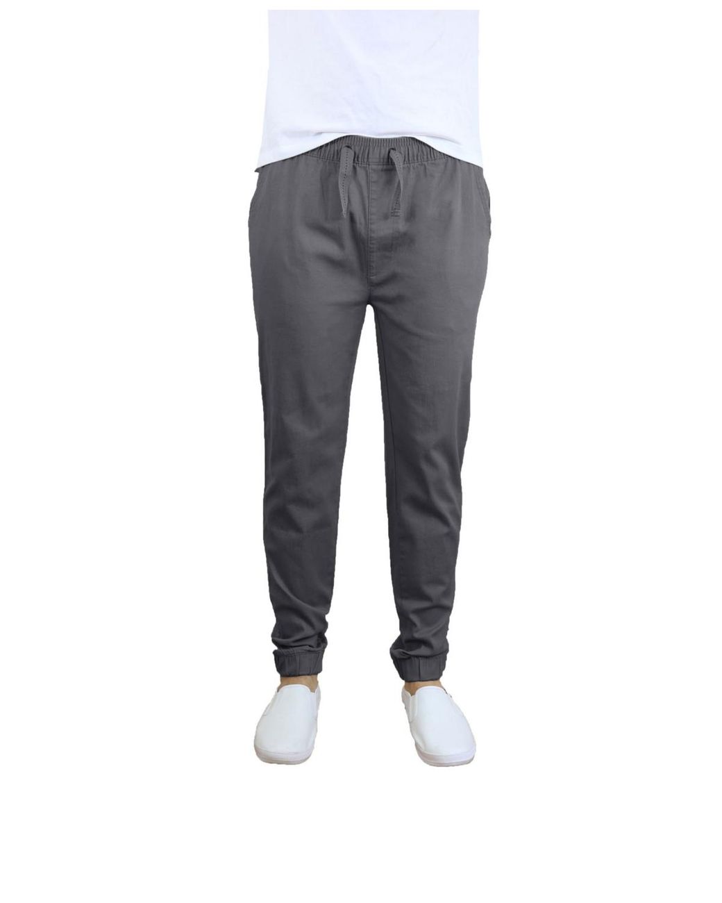 Galaxy By Harvic Gray Basic Stretch Twill joggers for men